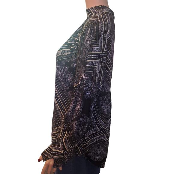 Free People Size S Women's Walking On A Dream Tunic Blouse Black Cutout Boho - Picture 3 of 9